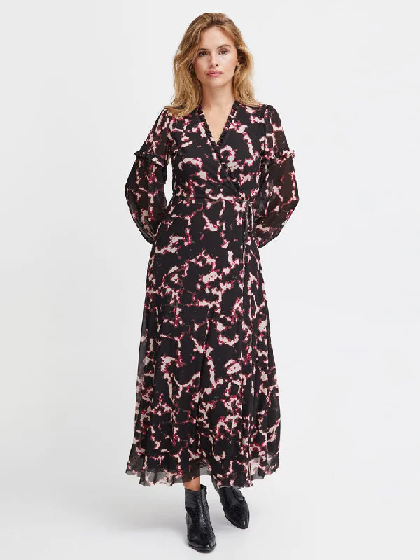 Pulz PzDuffy Wrap Dress Fuchsia Black